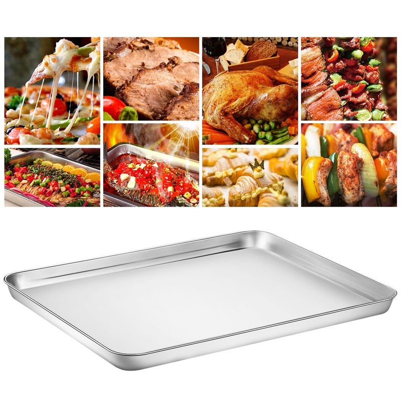Yododo Baking Sheet Set of 4, Yododo Cookie Sheets Metal Stainless Steel Tray Baking Pans, Rectangle Size 16 x 12 x 1 inch, Mirror Polishing & Dishwasher Safe, Non Toxic & Healthy, Rust Free & Easy Clean - Image 5